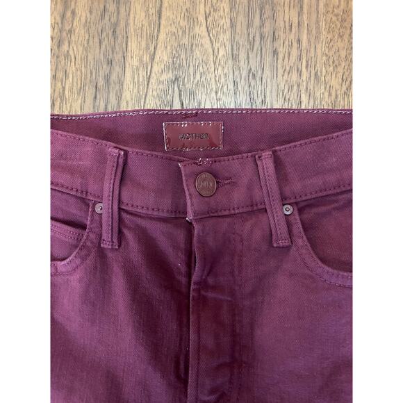 Mother Jeans The Rascal Sliced Up Heel Jeans In Burgundy Women’s Size 24 NWOT - Picture 9 of 10